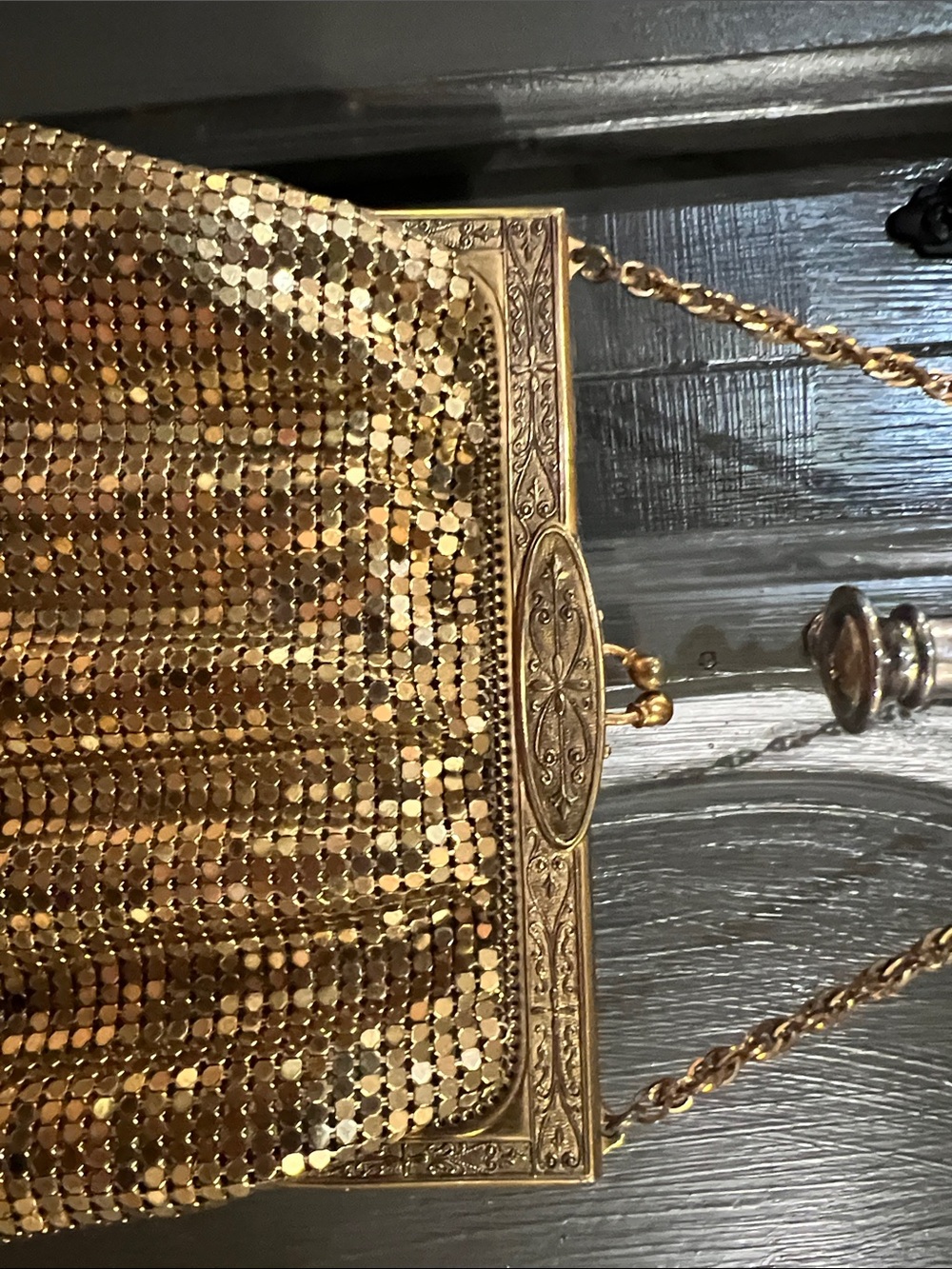 Vintage Whiting and Davis Gold Mesh Sequin Evening Handbag - Picture 4 of 12